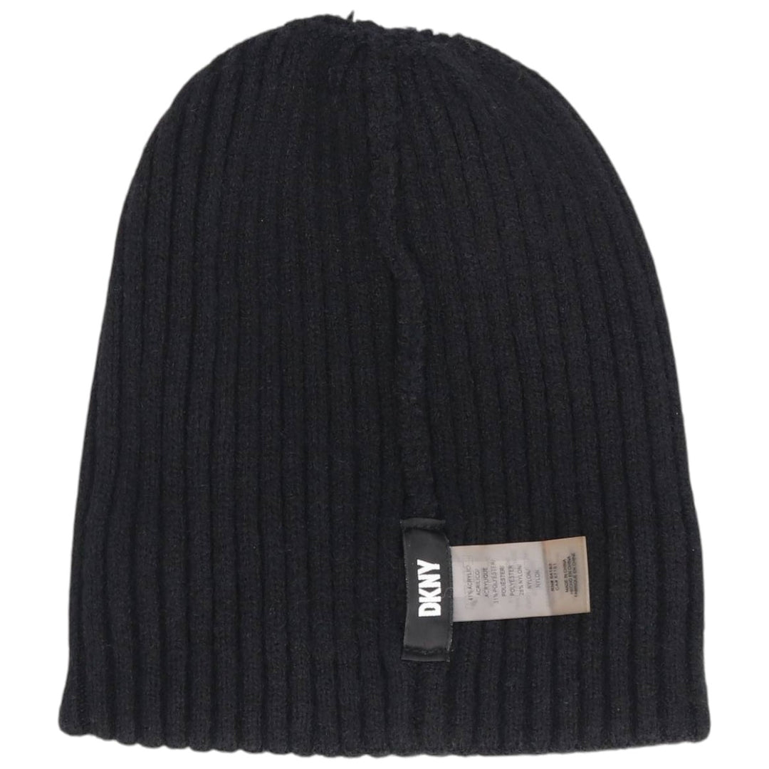 DKNY Ribbed Knit Beanie (Free Size) acrylic black type Vintage Second Hand