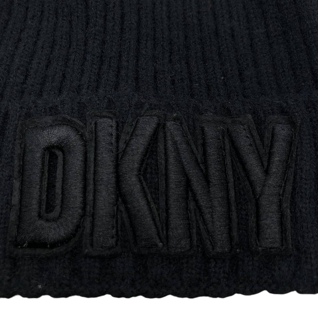 DKNY Ribbed Knit Beanie (Free Size) acrylic black type Vintage Second Hand