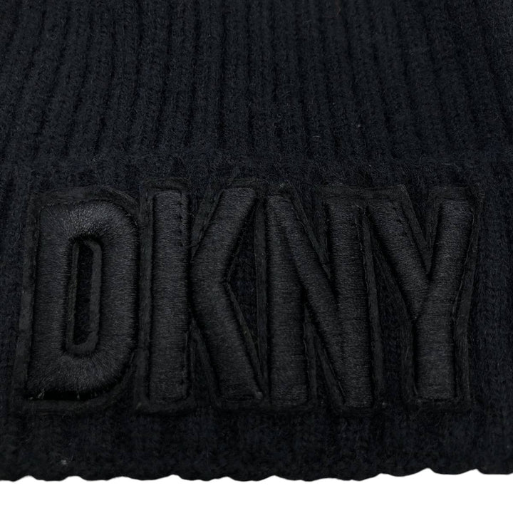 DKNY Ribbed Knit Beanie (Free Size) acrylic black type Vintage Second Hand
