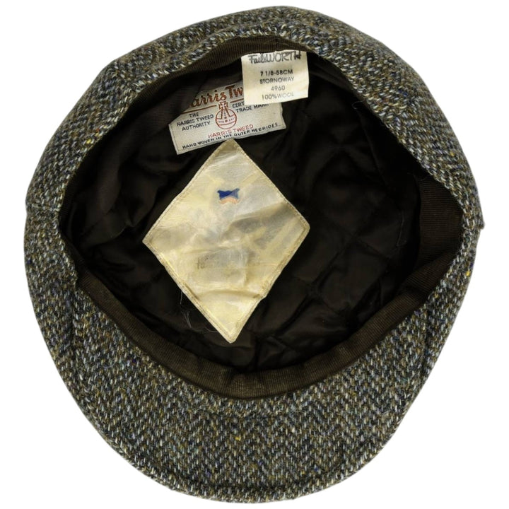 FAILSWORTH Harris Tweed Color Nep Herringbone Hunting Cap (Free Size) wool Khaki type Vintage Second Hand