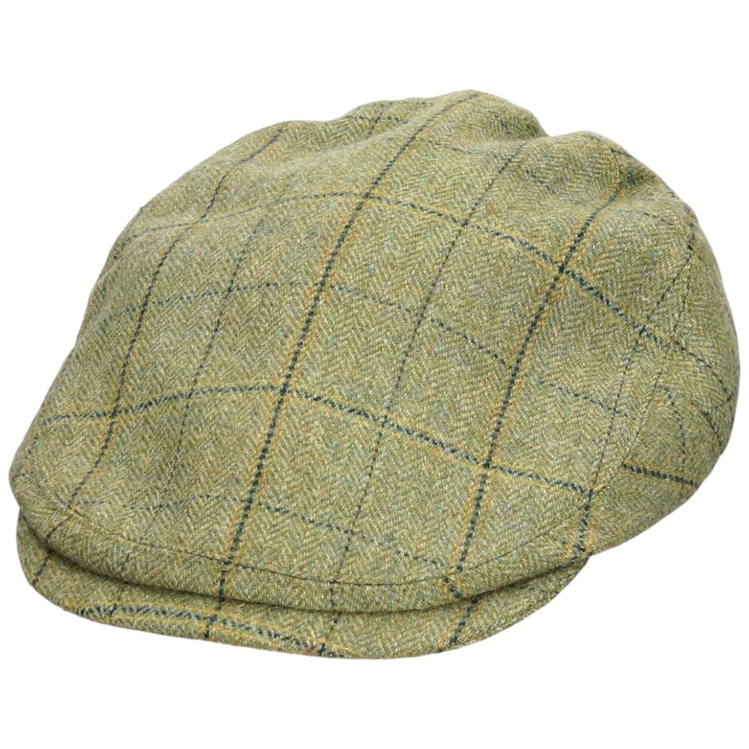 Barbour Sporting Check Pattern Herringbone Hunting Cap, Free Size wool Khaki type Vintage Second Hand