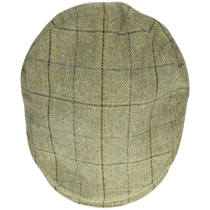 Barbour Sporting Check Pattern Herringbone Hunting Cap, Free Size wool Khaki type Vintage Second Hand