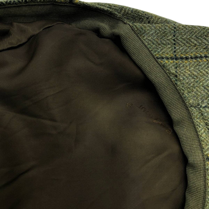 Barbour Sporting Check Pattern Herringbone Hunting Cap, Free Size wool Khaki type Vintage Second Hand