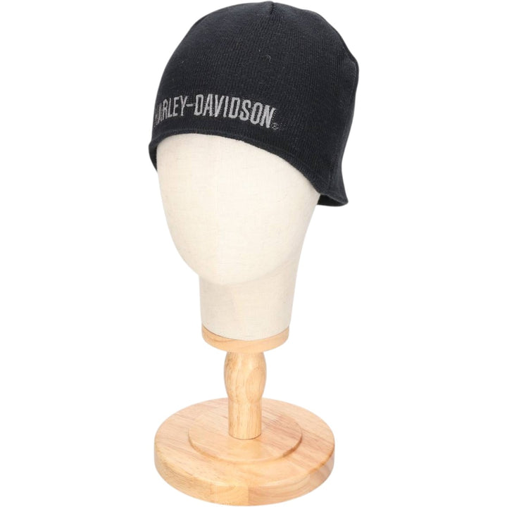 2000'S Harley-Davidson Skull Pattern Knit Beanie, One Size Fits Most cotton black type Vintage Second Hand