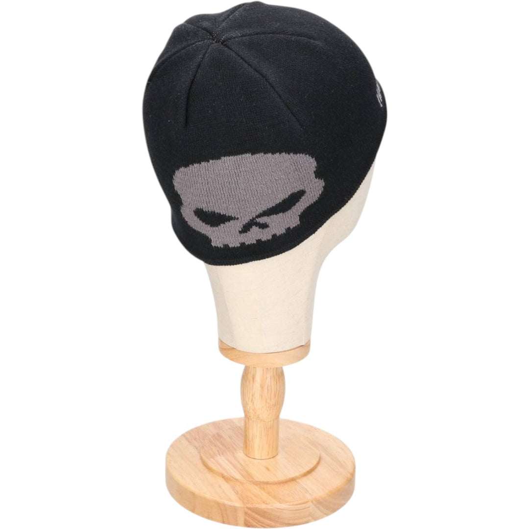 2000'S Harley-Davidson Skull Pattern Knit Beanie, One Size Fits Most cotton black type Vintage Second Hand
