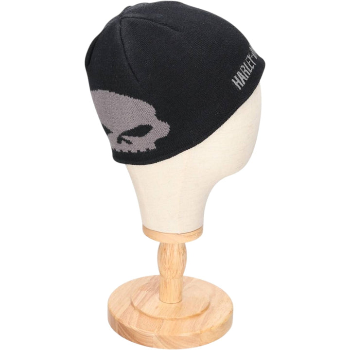 2000'S Harley-Davidson Skull Pattern Knit Beanie, One Size Fits Most cotton black type Vintage Second Hand