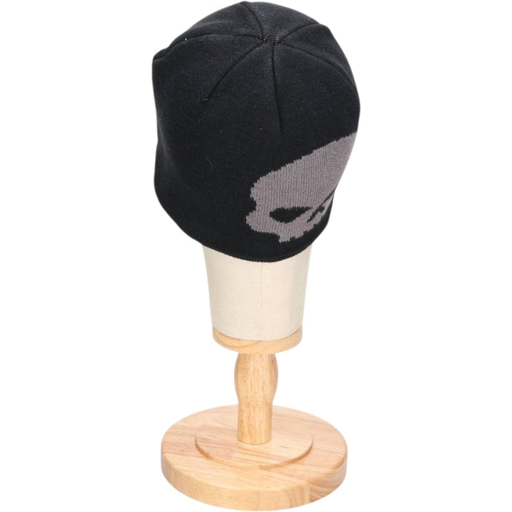 2000'S Harley-Davidson Skull Pattern Knit Beanie, One Size Fits Most cotton black type Vintage Second Hand