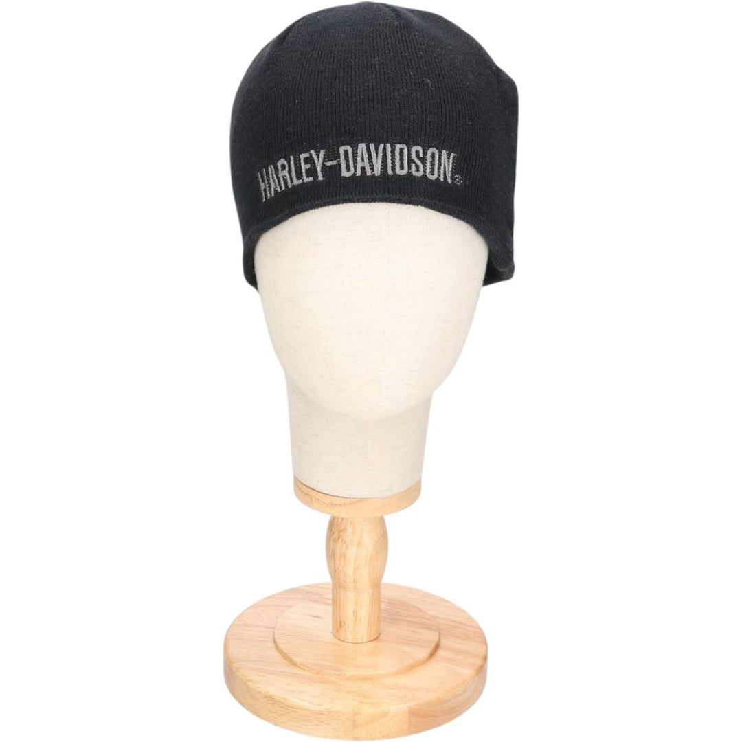 2000'S Harley-Davidson Skull Pattern Knit Beanie, One Size Fits Most cotton black type Vintage Second Hand