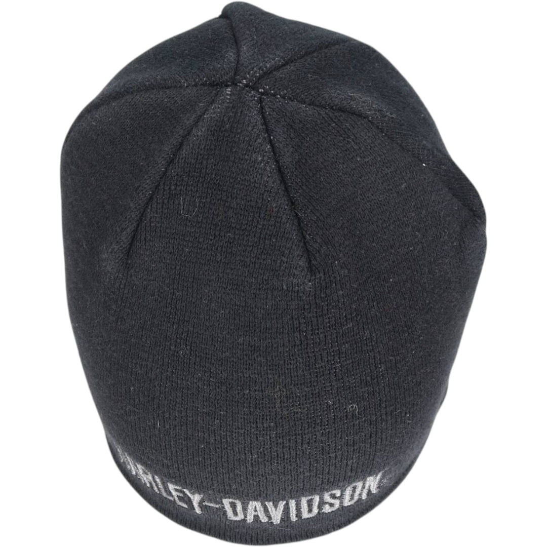 2000'S Harley-Davidson Skull Pattern Knit Beanie, One Size Fits Most cotton black type Vintage Second Hand