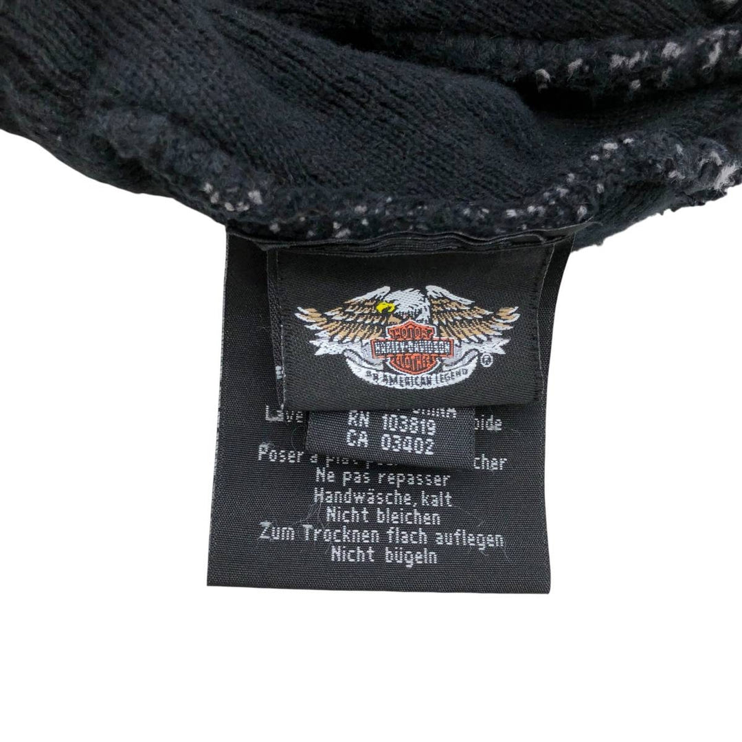 2000'S Harley-Davidson Skull Pattern Knit Beanie, One Size Fits Most cotton black type Vintage Second Hand
