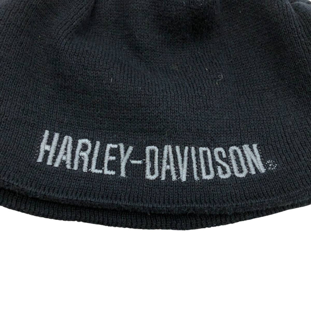 2000'S Harley-Davidson Skull Pattern Knit Beanie, One Size Fits Most cotton black type Vintage Second Hand