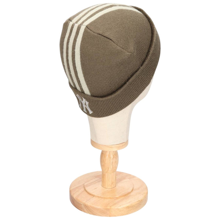 2000'S adidas MLB New York Yankees knit beanie, one size fits most acrylic Khaki type Vintage Second Hand