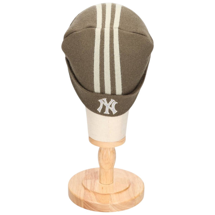 2000'S adidas MLB New York Yankees knit beanie, one size fits most acrylic Khaki type Vintage Second Hand