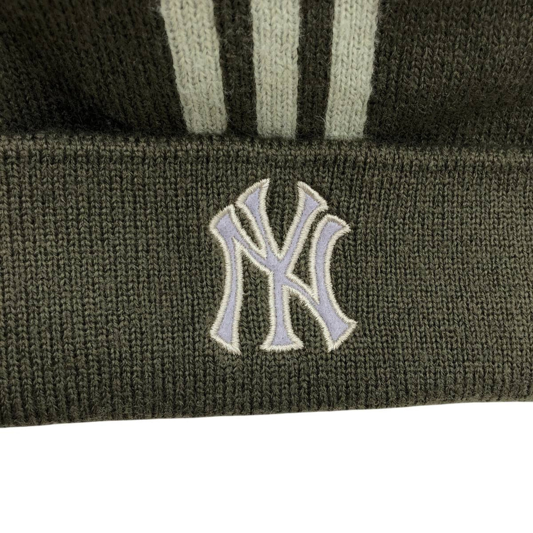 2000'S adidas MLB New York Yankees knit beanie, one size fits most acrylic Khaki type Vintage Second Hand