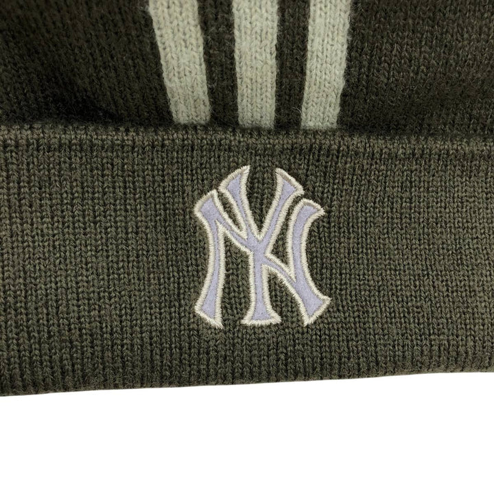 2000'S adidas MLB New York Yankees knit beanie, one size fits most acrylic Khaki type Vintage Second Hand