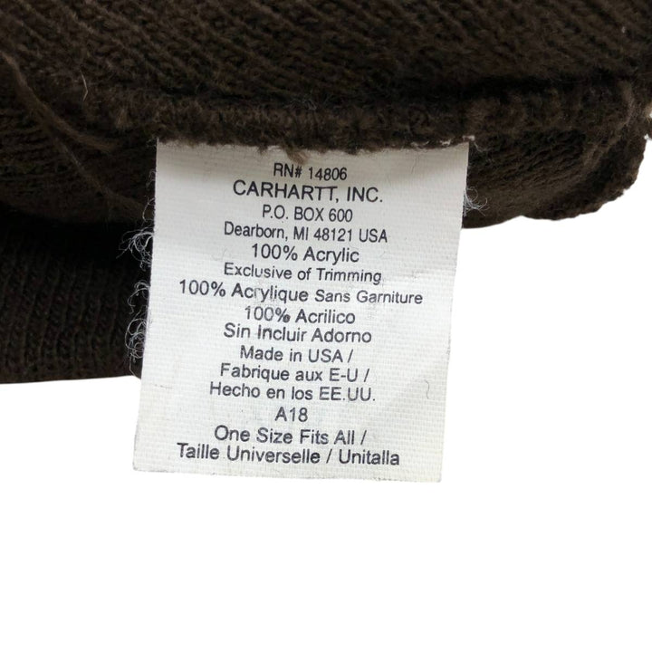 2000'S Carhartt Knit Beanie, Made in USA, One Size Fits Most acrylic brown type Vintage Second Hand