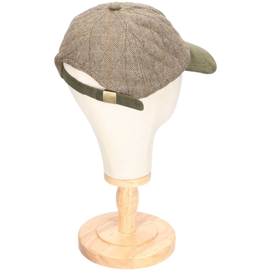 Barbour Check Pattern Herringbone 6-Panel Cap, Made in the UK, One Size Fits Most wool Khaki type Vintage Second Hand