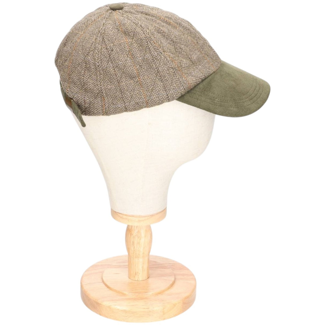 Barbour Check Pattern Herringbone 6-Panel Cap, Made in the UK, One Size Fits Most wool Khaki type Vintage Second Hand
