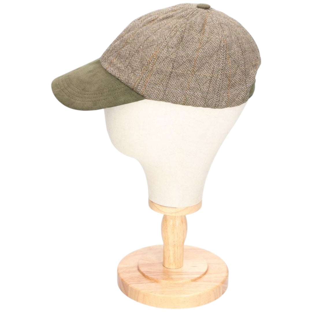 Barbour Check Pattern Herringbone 6-Panel Cap, Made in the UK, One Size Fits Most wool Khaki type Vintage Second Hand