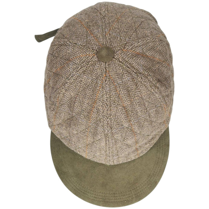 Barbour Check Pattern Herringbone 6-Panel Cap, Made in the UK, One Size Fits Most wool Khaki type Vintage Second Hand