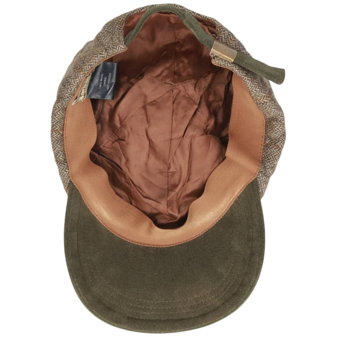 Barbour Check Pattern Herringbone 6-Panel Cap, Made in the UK, One Size Fits Most wool Khaki type Vintage Second Hand
