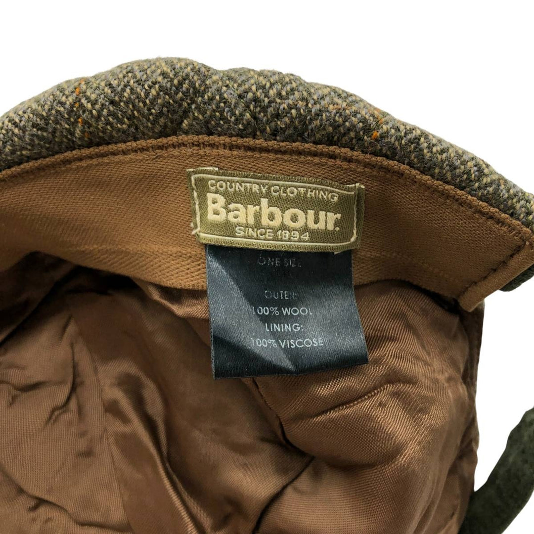 Barbour Check Pattern Herringbone 6-Panel Cap, Made in the UK, One Size Fits Most wool Khaki type Vintage Second Hand