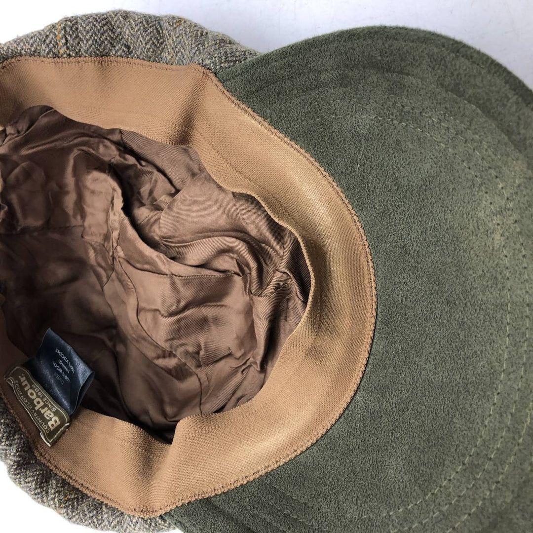 Barbour Check Pattern Herringbone 6-Panel Cap, Made in the UK, One Size Fits Most wool Khaki type Vintage Second Hand
