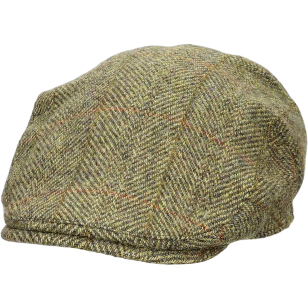 HEATHER Harris Tweed Check Pattern Herringbone Hunting Cap, Free Size unclear Khaki type Vintage Second Hand