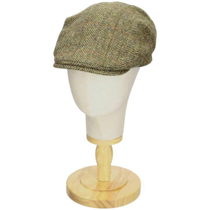HEATHER Harris Tweed Check Pattern Herringbone Hunting Cap, Free Size unclear Khaki type Vintage Second Hand
