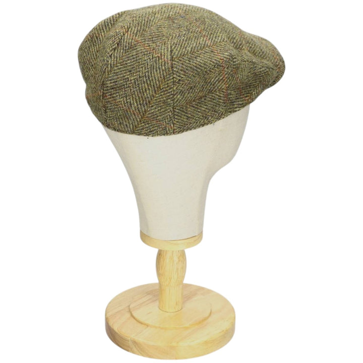 HEATHER Harris Tweed Check Pattern Herringbone Hunting Cap, Free Size unclear Khaki type Vintage Second Hand