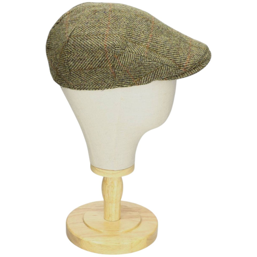 HEATHER Harris Tweed Check Pattern Herringbone Hunting Cap, Free Size unclear Khaki type Vintage Second Hand