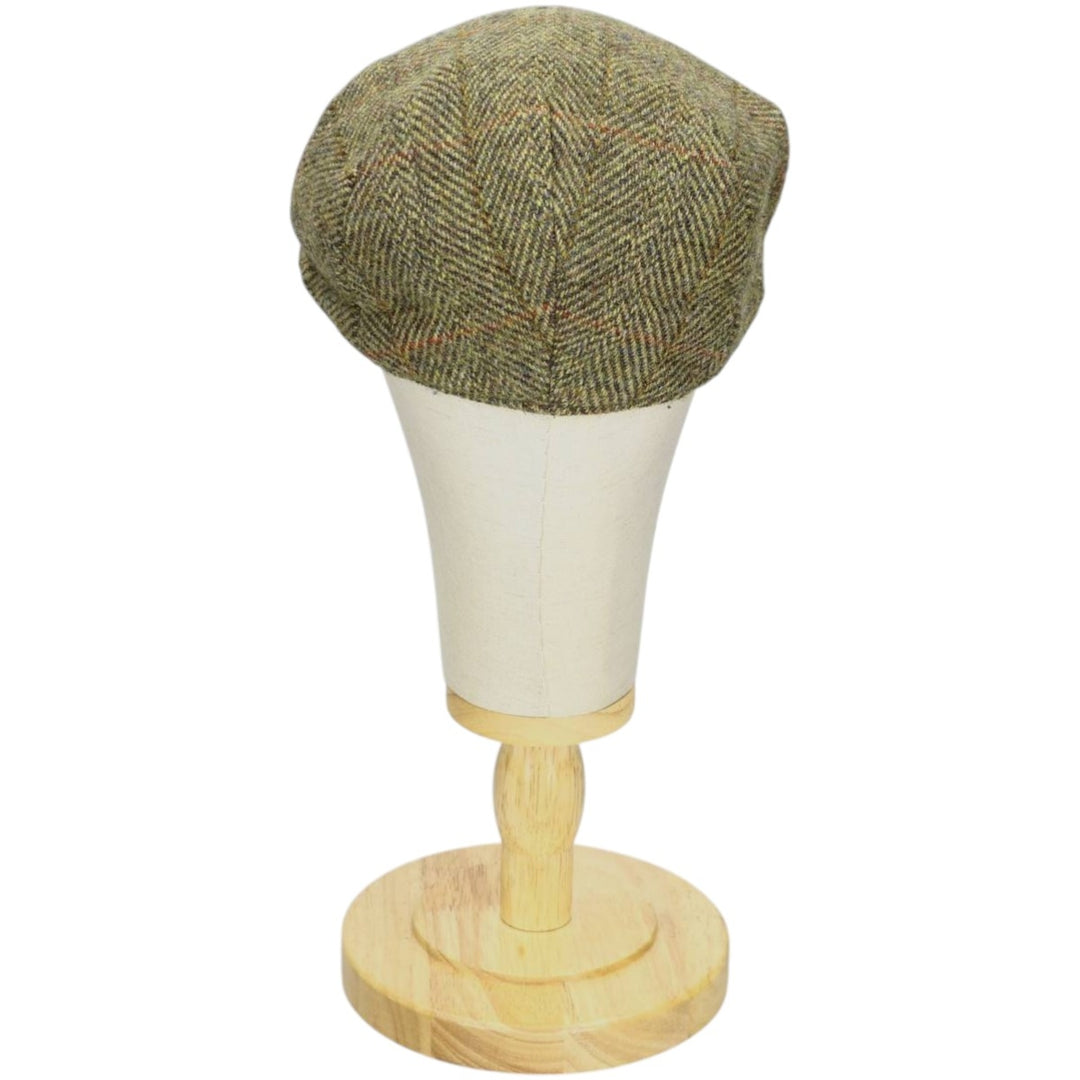 HEATHER Harris Tweed Check Pattern Herringbone Hunting Cap, Free Size unclear Khaki type Vintage Second Hand