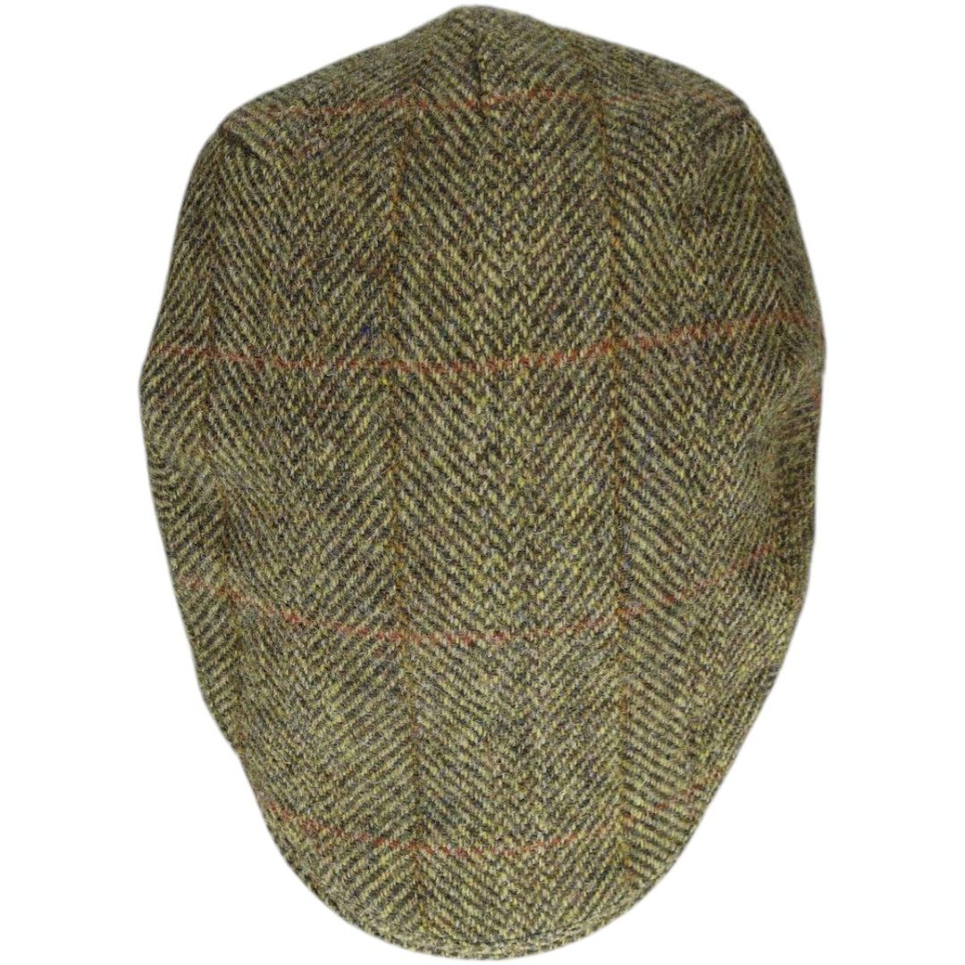 HEATHER Harris Tweed Check Pattern Herringbone Hunting Cap, Free Size unclear Khaki type Vintage Second Hand