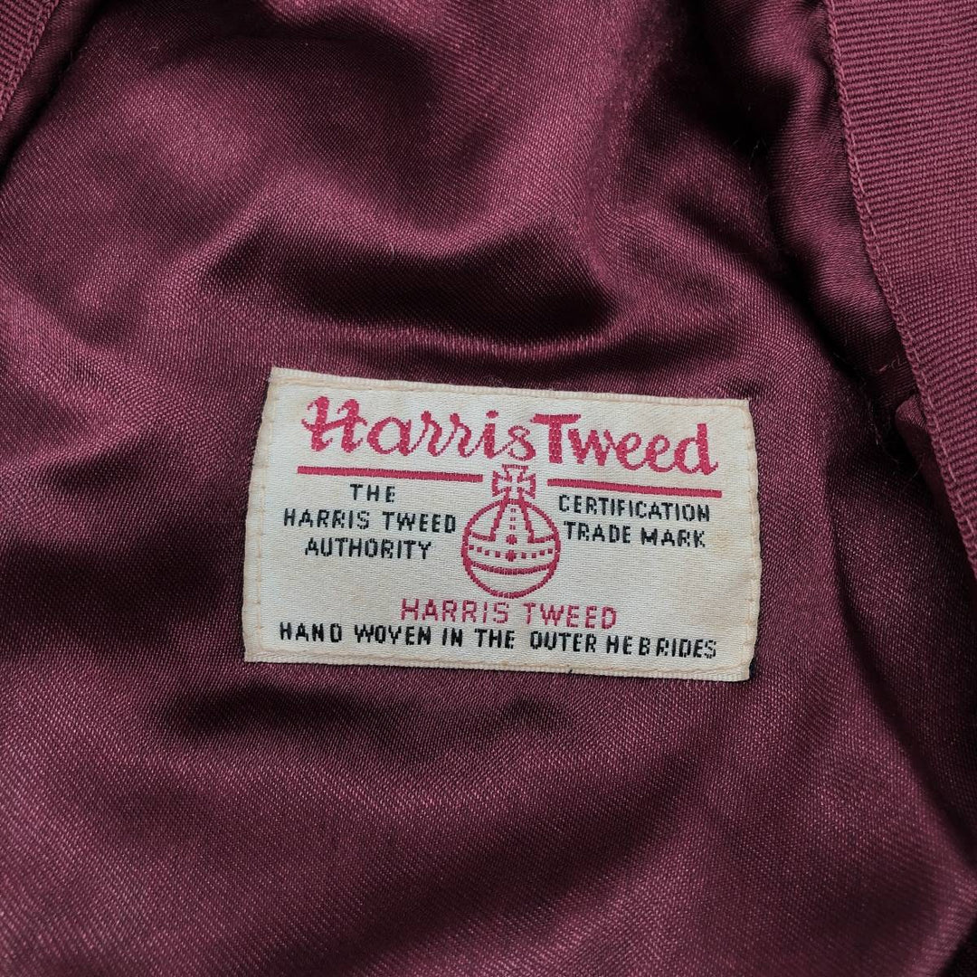 HEATHER Harris Tweed Check Pattern Herringbone Hunting Cap, Free Size unclear Khaki type Vintage Second Hand