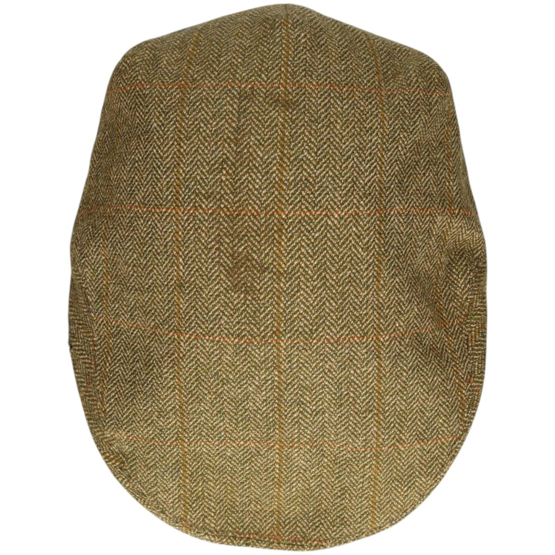 2000'S Barbour Dean Cap Green Check Pattern Herringbone Hunting Cap One Size Fits Most wool Khaki type Vintage Second Hand
