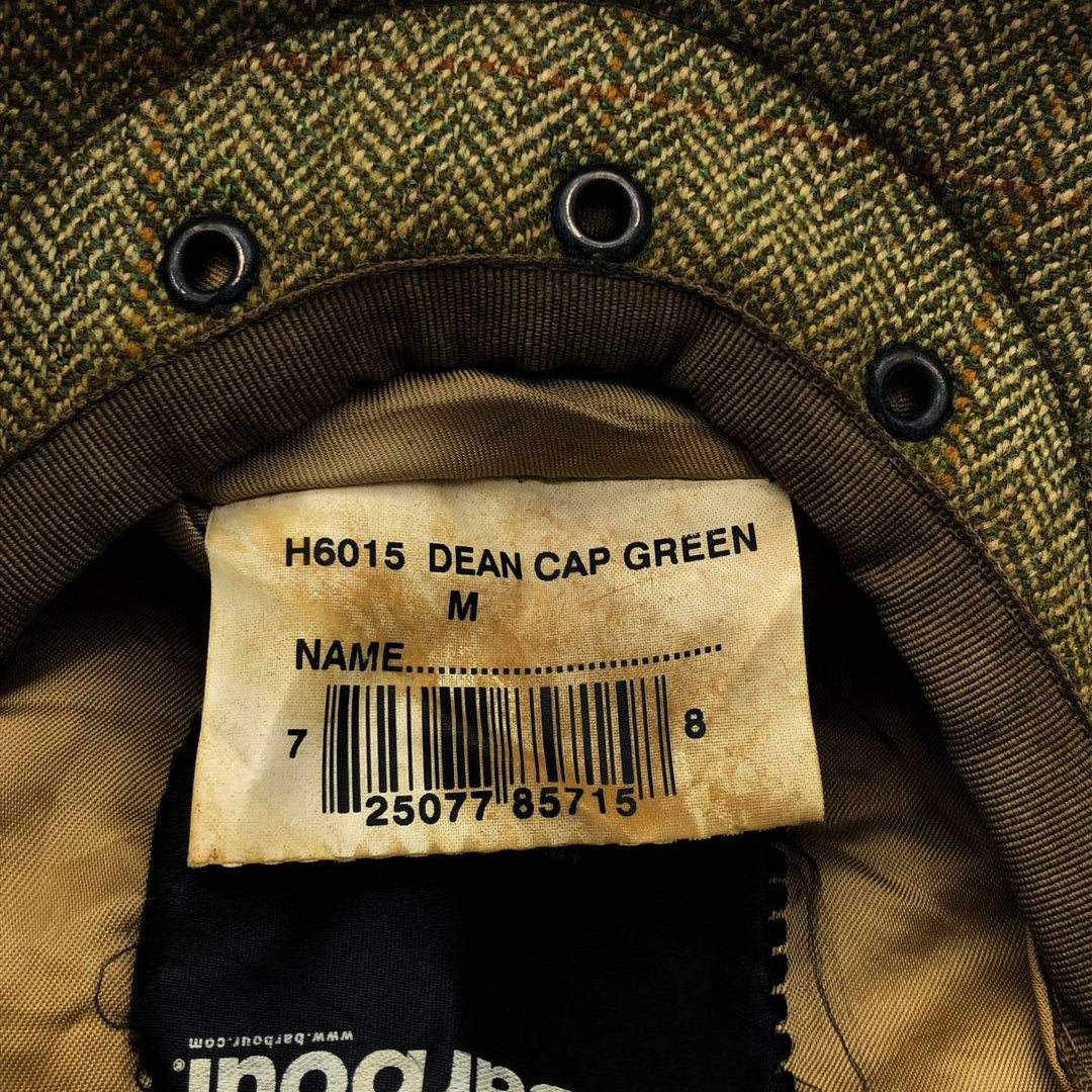 2000'S Barbour Dean Cap Green Check Pattern Herringbone Hunting Cap One Size Fits Most wool Khaki type Vintage Second Hand
