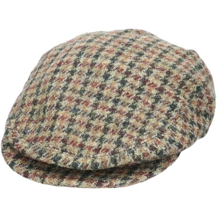 Harris Tweed Color Nep Check Pattern Houndstooth Pattern Hunting Cap, Men's Size XL unclear Khaki type Vintage Second Hand