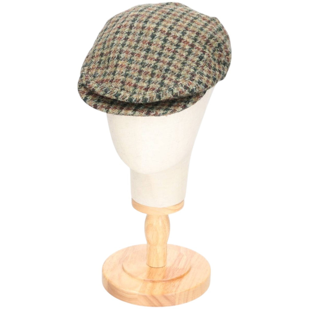 Harris Tweed Color Nep Check Pattern Houndstooth Pattern Hunting Cap, Men's Size XL unclear Khaki type Vintage Second Hand