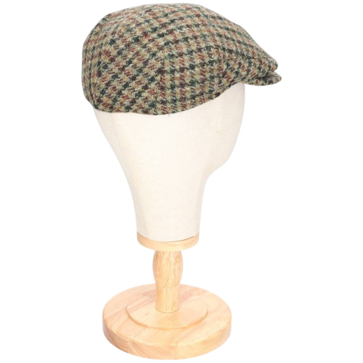 Harris Tweed Color Nep Check Pattern Houndstooth Pattern Hunting Cap, Men's Size XL unclear Khaki type Vintage Second Hand
