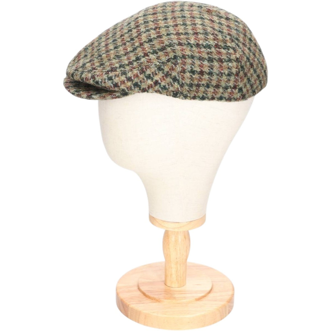 Harris Tweed Color Nep Check Pattern Houndstooth Pattern Hunting Cap, Men's Size XL unclear Khaki type Vintage Second Hand