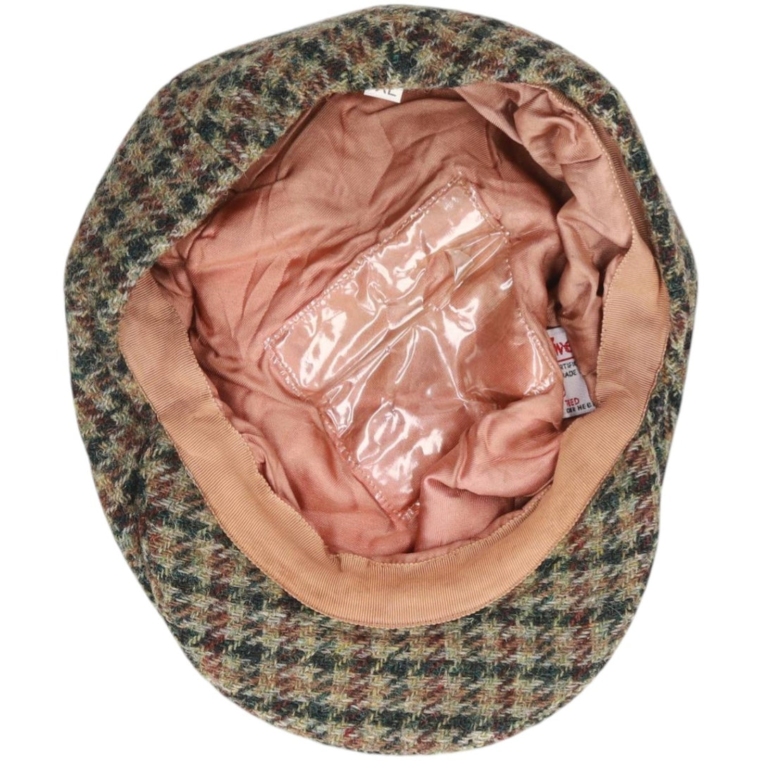 Harris Tweed Color Nep Check Pattern Houndstooth Pattern Hunting Cap, Men's Size XL unclear Khaki type Vintage Second Hand