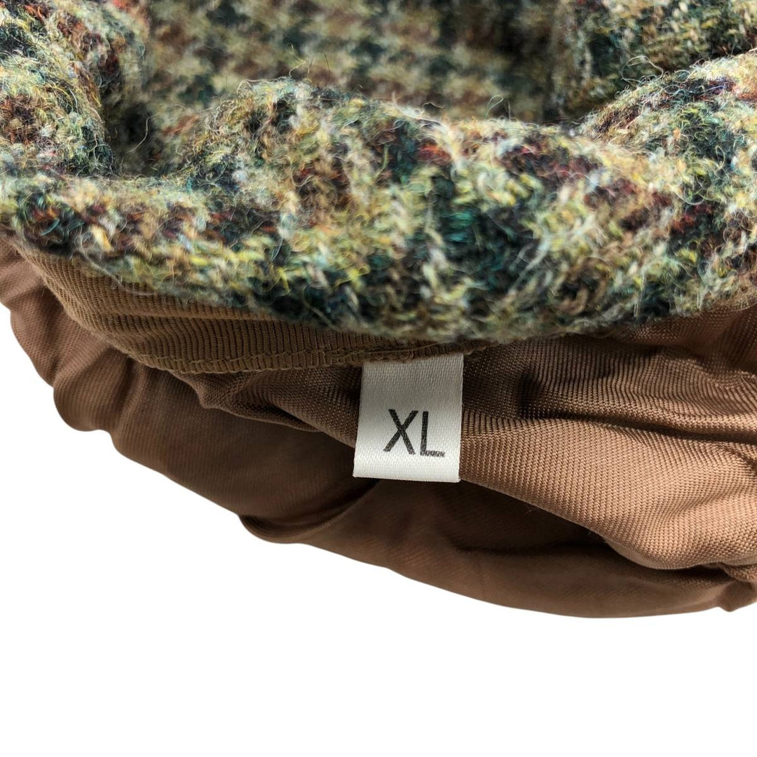 Harris Tweed Color Nep Check Pattern Houndstooth Pattern Hunting Cap, Men's Size XL unclear Khaki type Vintage Second Hand