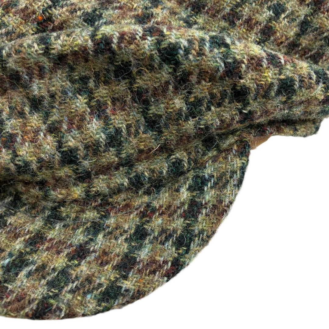 Harris Tweed Color Nep Check Pattern Houndstooth Pattern Hunting Cap, Men's Size XL unclear Khaki type Vintage Second Hand