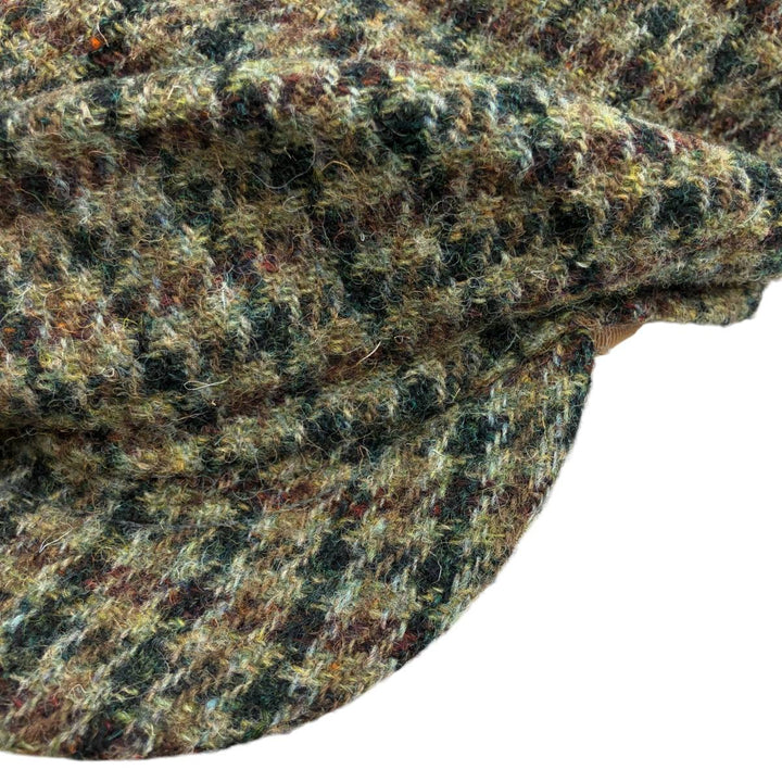 Harris Tweed Color Nep Check Pattern Houndstooth Pattern Hunting Cap, Men's Size XL unclear Khaki type Vintage Second Hand