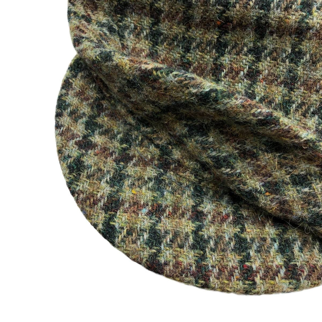 Harris Tweed Color Nep Check Pattern Houndstooth Pattern Hunting Cap, Men's Size XL unclear Khaki type Vintage Second Hand