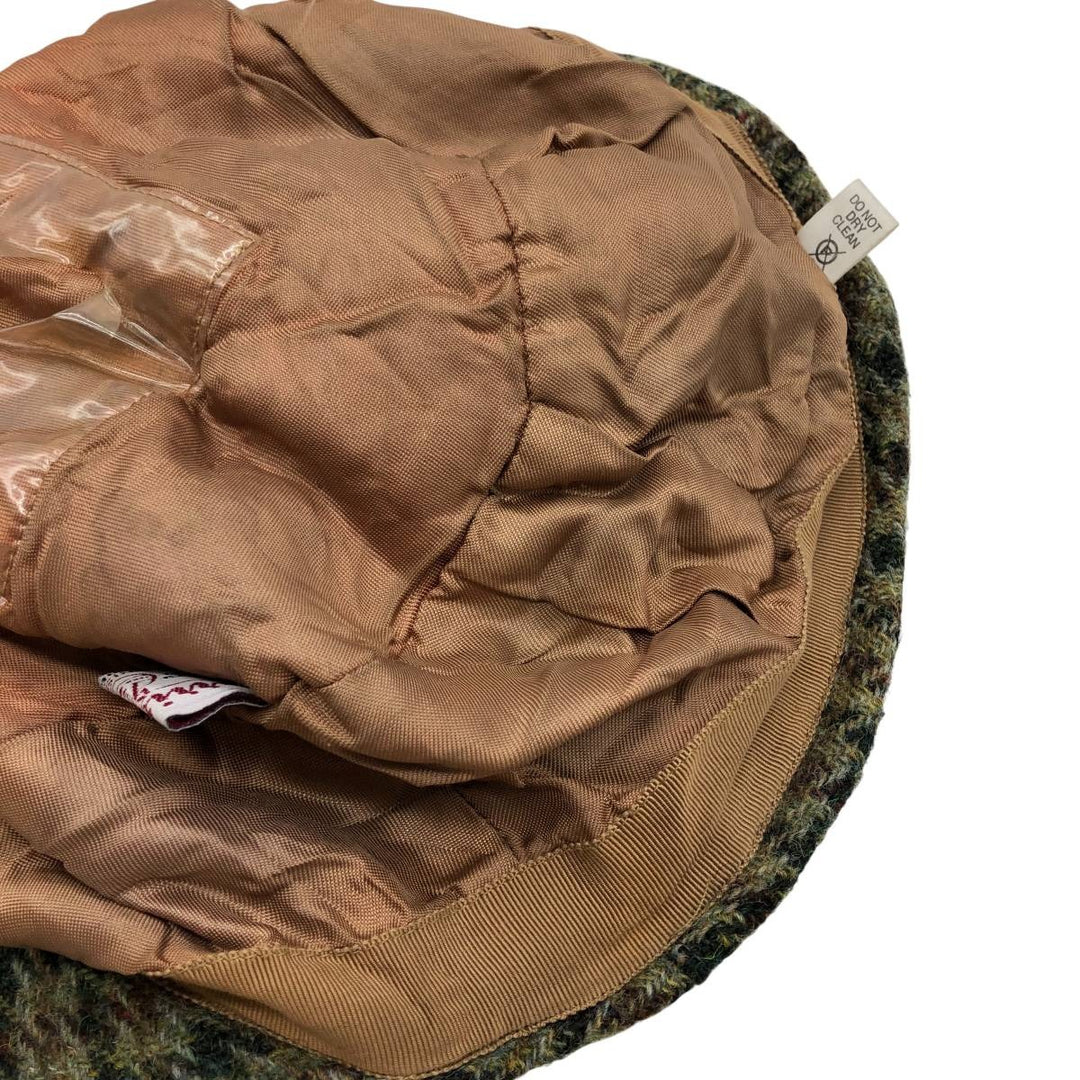 Harris Tweed Color Nep Check Pattern Houndstooth Pattern Hunting Cap, Men's Size XL unclear Khaki type Vintage Second Hand
