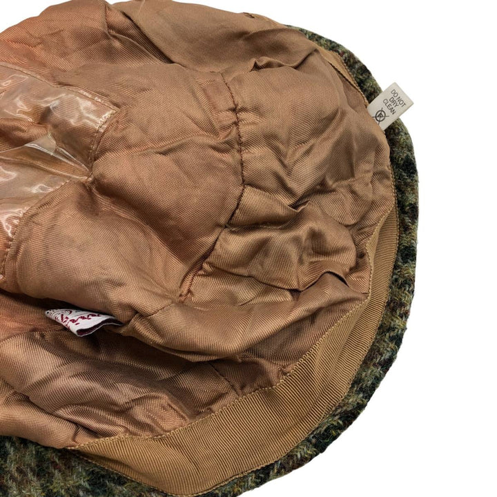 Harris Tweed Color Nep Check Pattern Houndstooth Pattern Hunting Cap, Men's Size XL unclear Khaki type Vintage Second Hand