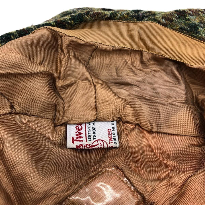 Harris Tweed Color Nep Check Pattern Houndstooth Pattern Hunting Cap, Men's Size XL unclear Khaki type Vintage Second Hand