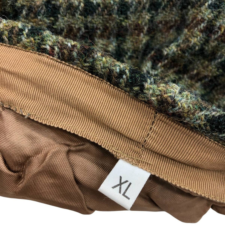 Harris Tweed Color Nep Check Pattern Houndstooth Pattern Hunting Cap, Men's Size XL unclear Khaki type Vintage Second Hand