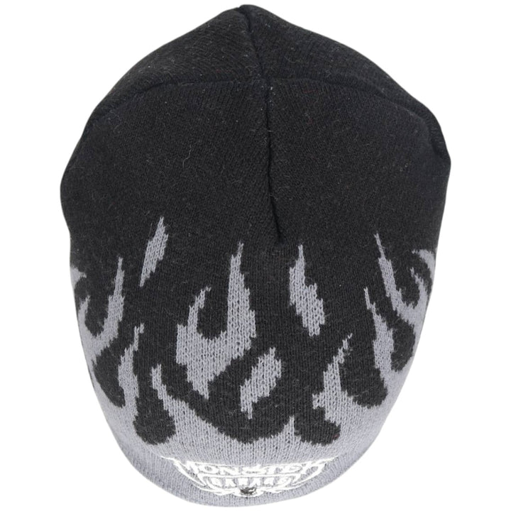 2000'S SPORTGEAR MONSTER GARAGE Fire Pattern Knit Beanie (One Size Fits All) acrylic black type Vintage Second Hand